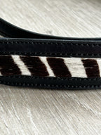 Terry Stack Italian Leather Belt in Black &amp; White Pony Hair