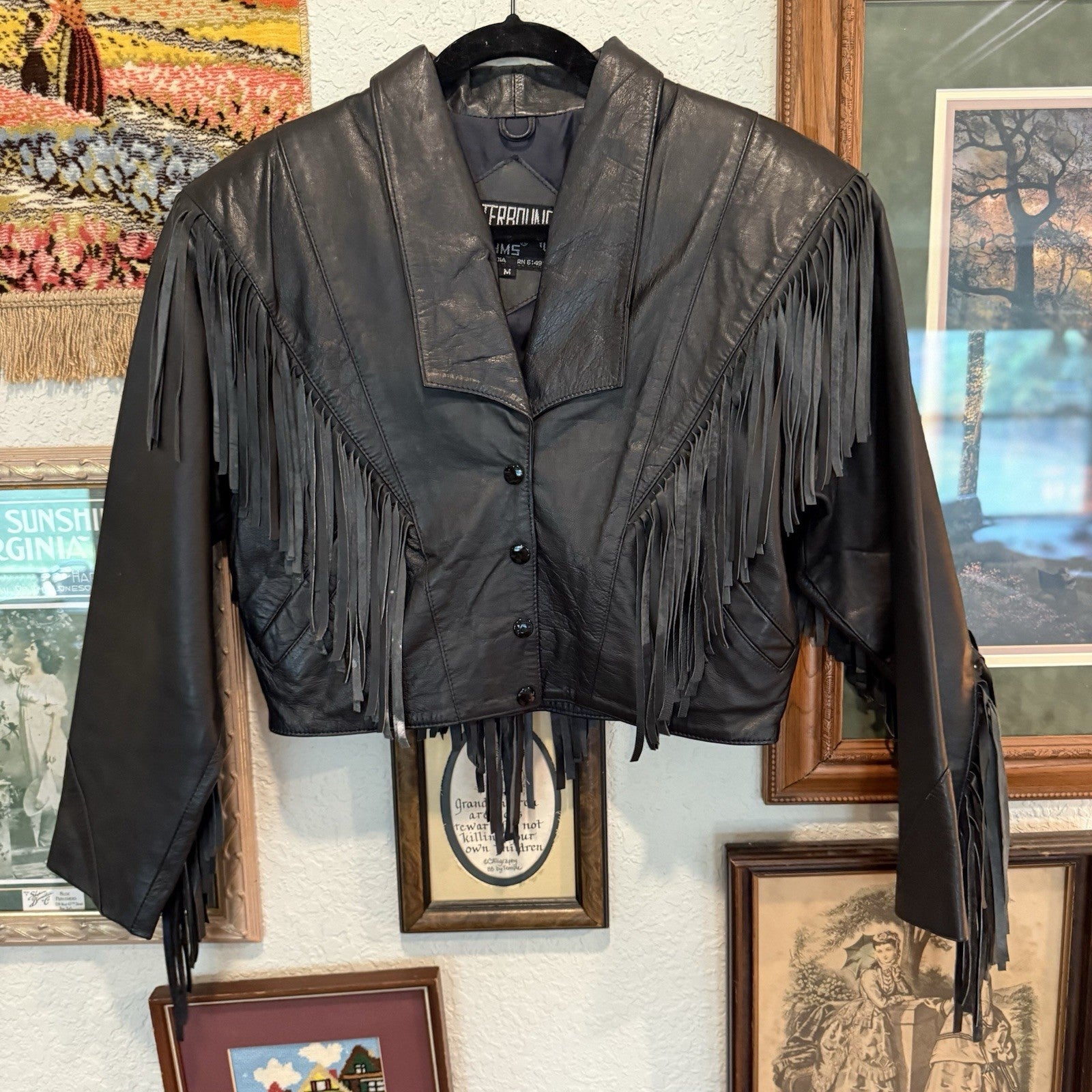 Vintage 80s Western Fringe Leather Jacket