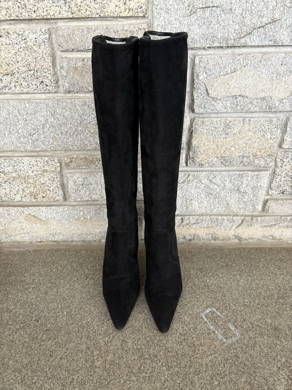 Manolo Blahnik Black Suede Cage Cutout Tall Boots