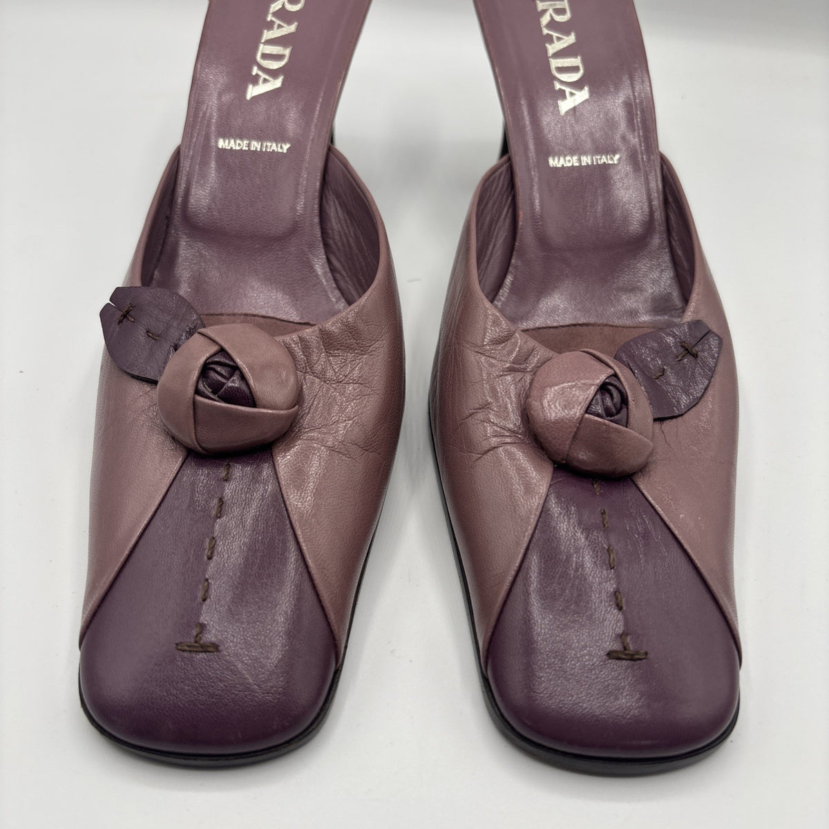 Prada Vintage Two-Tone Mauve Purple Mule Block Heels