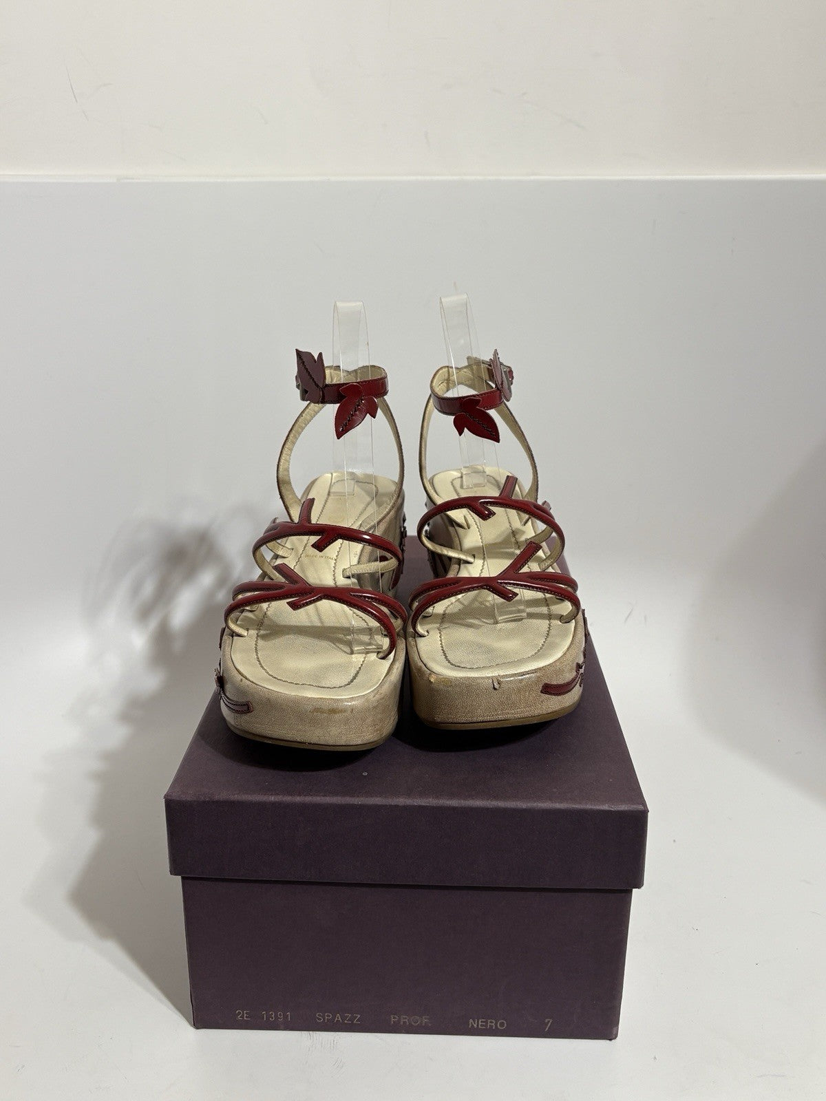 Prada SS1997 Red Floral Platform Sandal Heels
