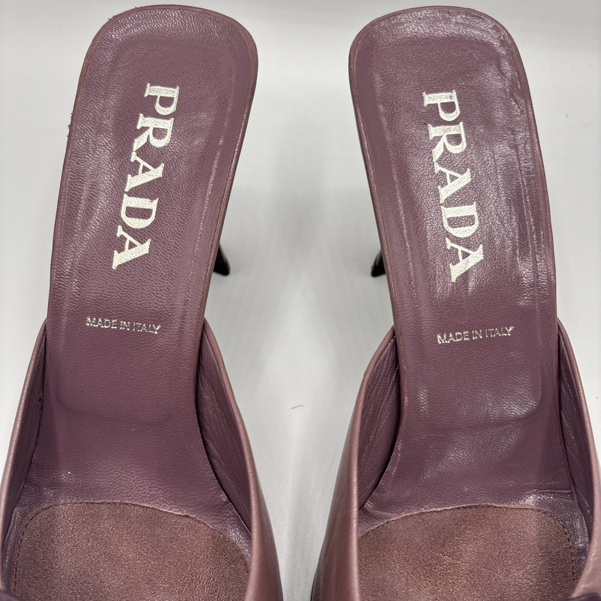 Prada Vintage Two-Tone Mauve Purple Mule Block Heels