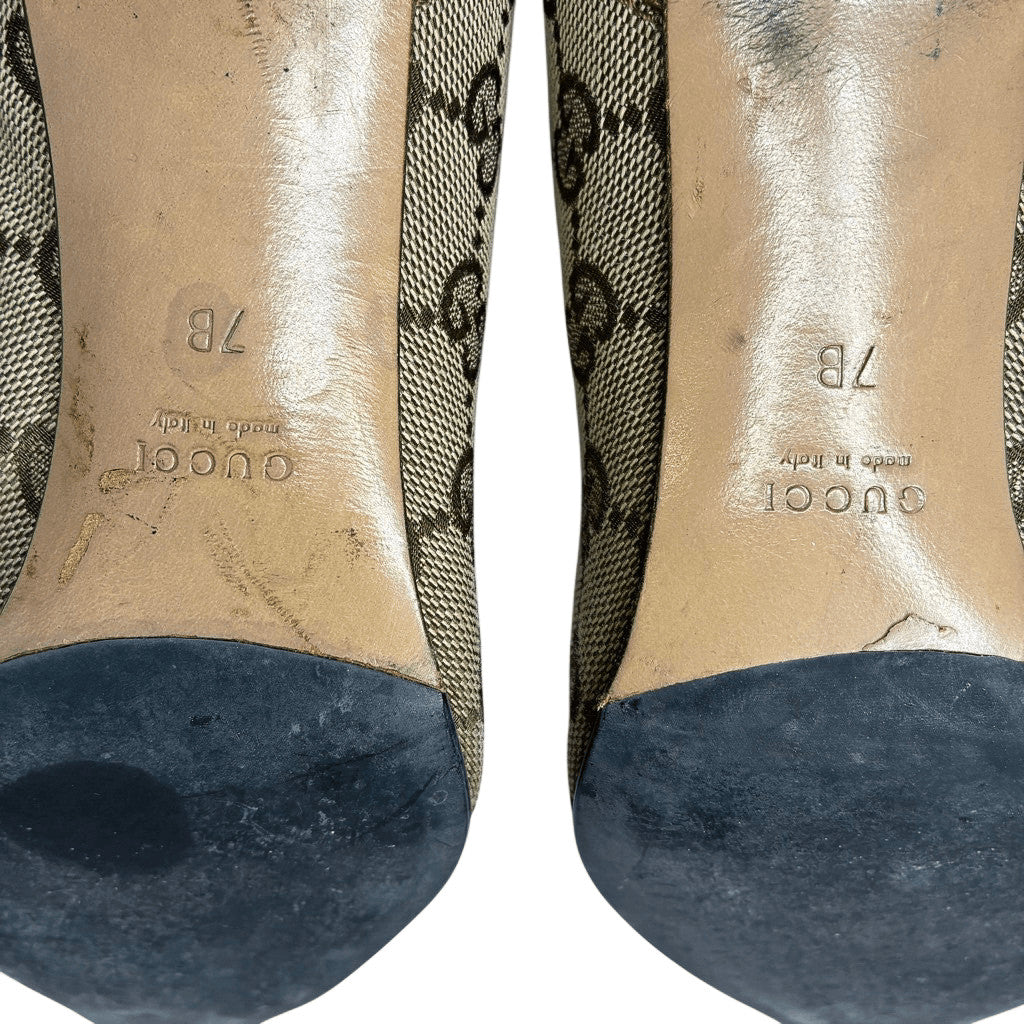 Gucci GG Monogram Ankle Booties, Praline Beige & Ebony Leather
