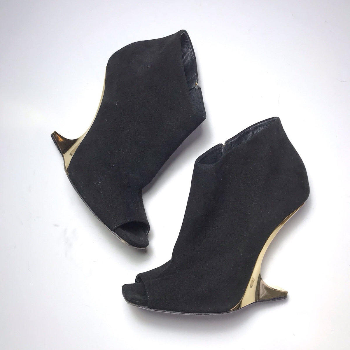 Giuseppe Zanotti Gold Illusion Wedge Black Suede Ankle Boots