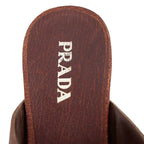 Prada Vintage Brown Grained Leather Heart Accent Kitten Heel Sandals