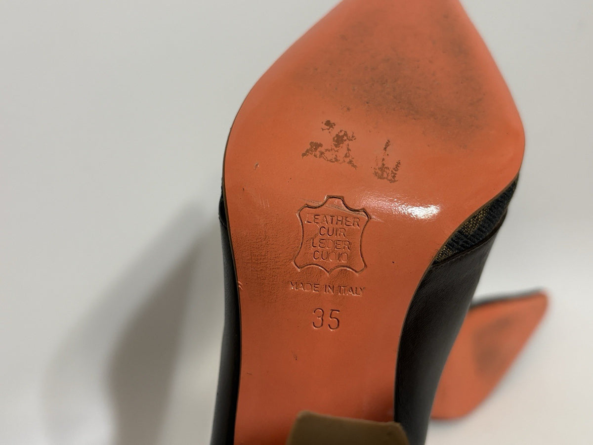Fendi Zucca Monogram Heels in Brown, Size 35
