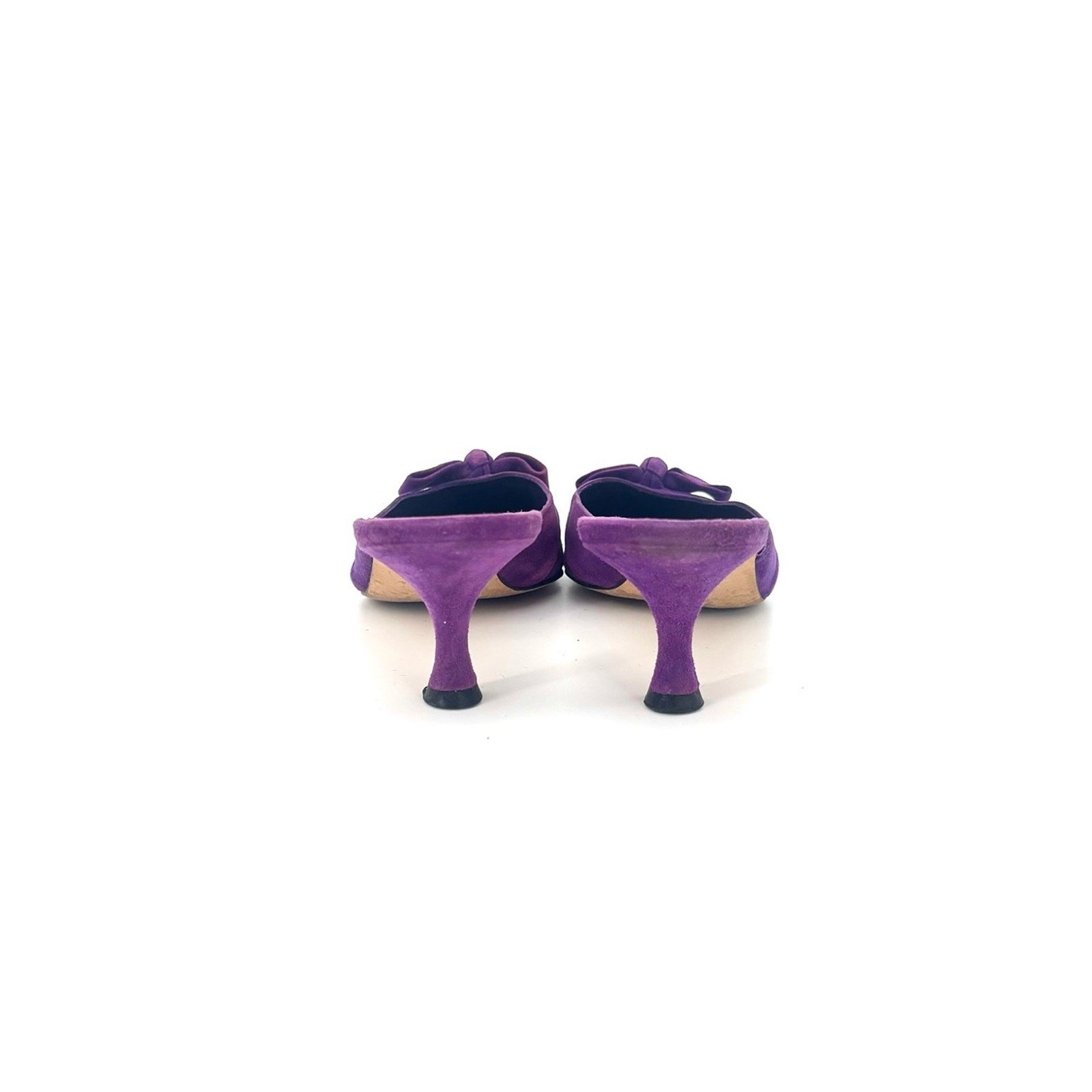 Manolo Blahnik Polka Dot Bow Kitten Heel Mules
