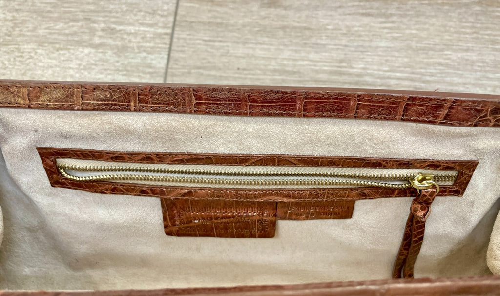 Nancy Gonzalez Brown Alligator Clutch