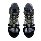 Giuseppe Zanotti Taz 110 Jeweled Sandal Heels, Black Raso Doppiato