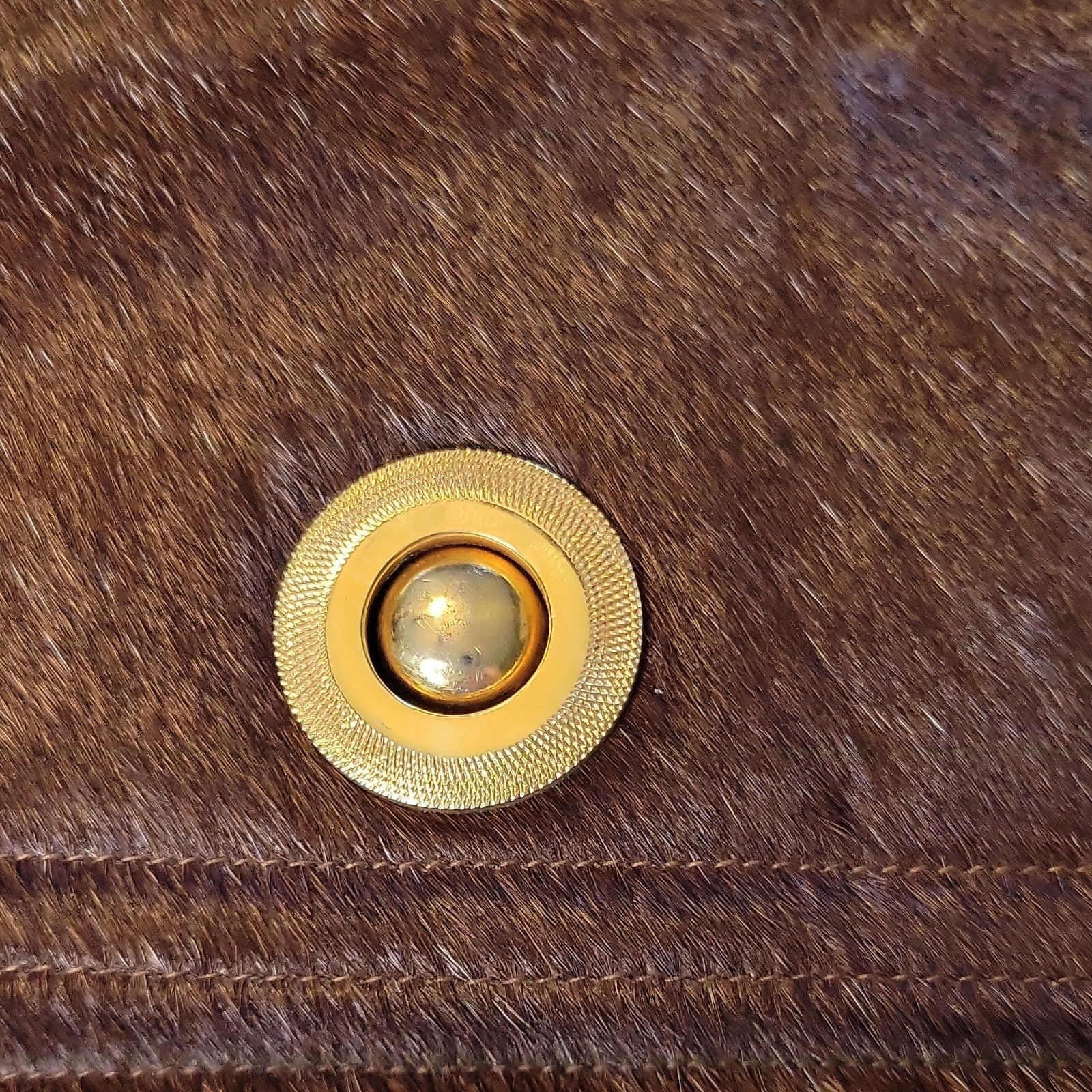 Haircalf Leather Shoulder Bag, Brown Pony Hair Chain Strap