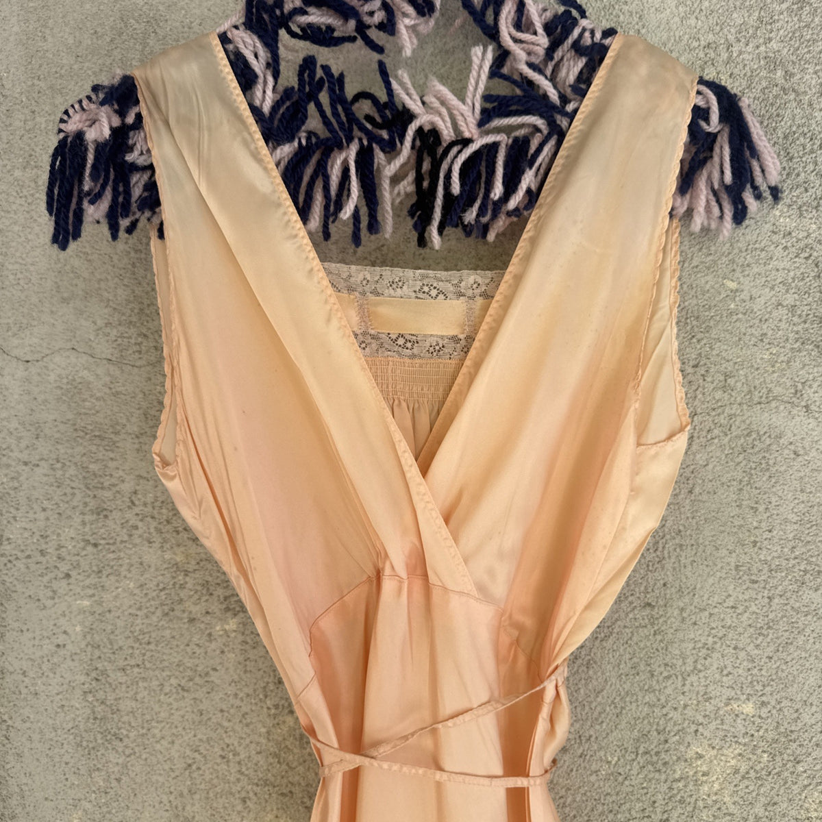 Vintage 1930s Pink Rayon Satin Bias-Cut Slip Gown