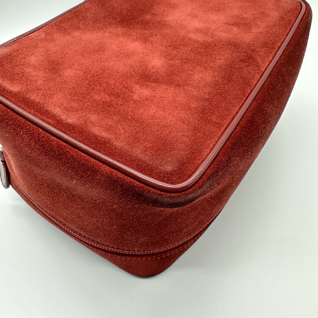 Gucci Horsebit Vanity Case in Red Suede
