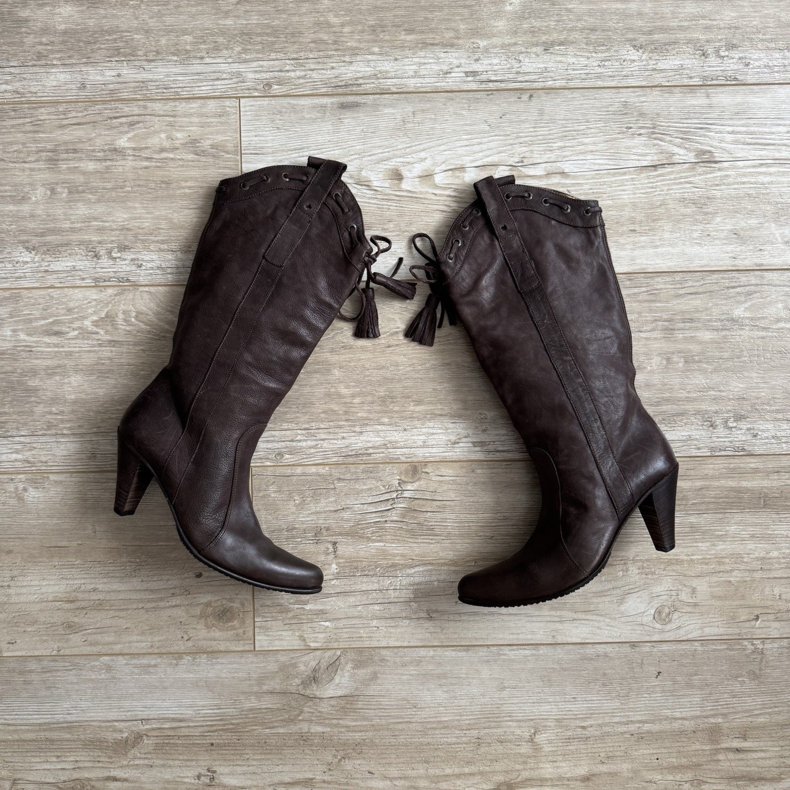 Just Cavalli Brown Leather Knee-High Boots