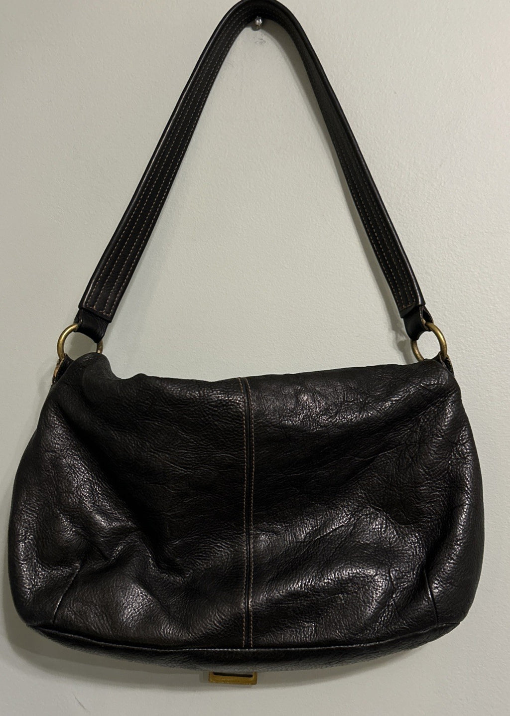 Lauren Ralph Lauren Black Leather Satchel Bag - Equestrian Themed