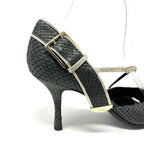 Christian Dior Galliano-Era CD Logo Buckle Heels, Black & Gold