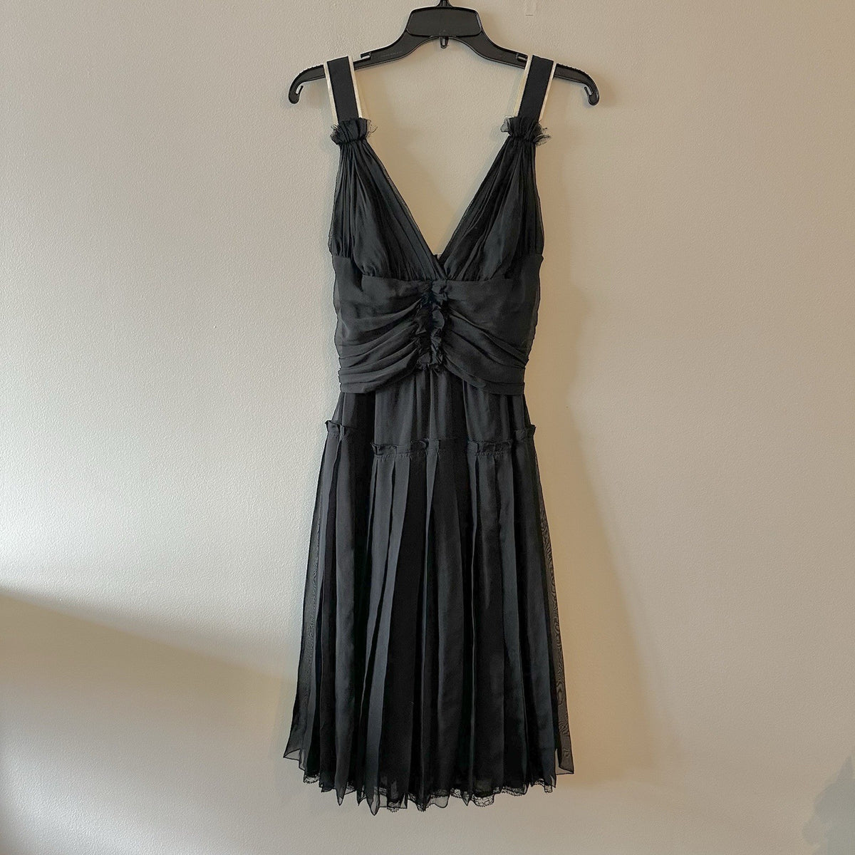 Dolce & Gabbana Vintage Black Silk Pleated Dress, IT 42