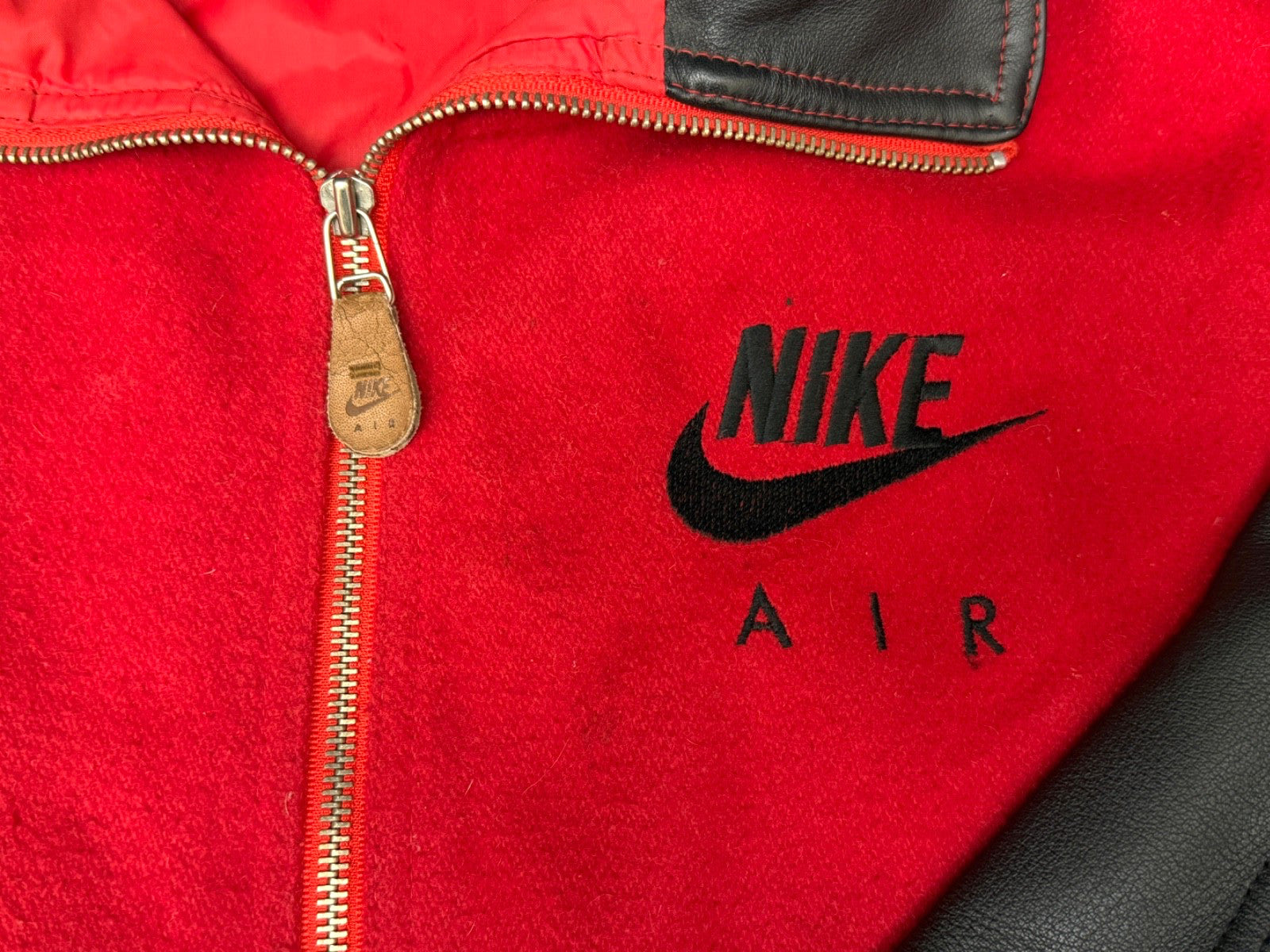 Nike Air Varsity Jacket, Red & Black Wool and Leather