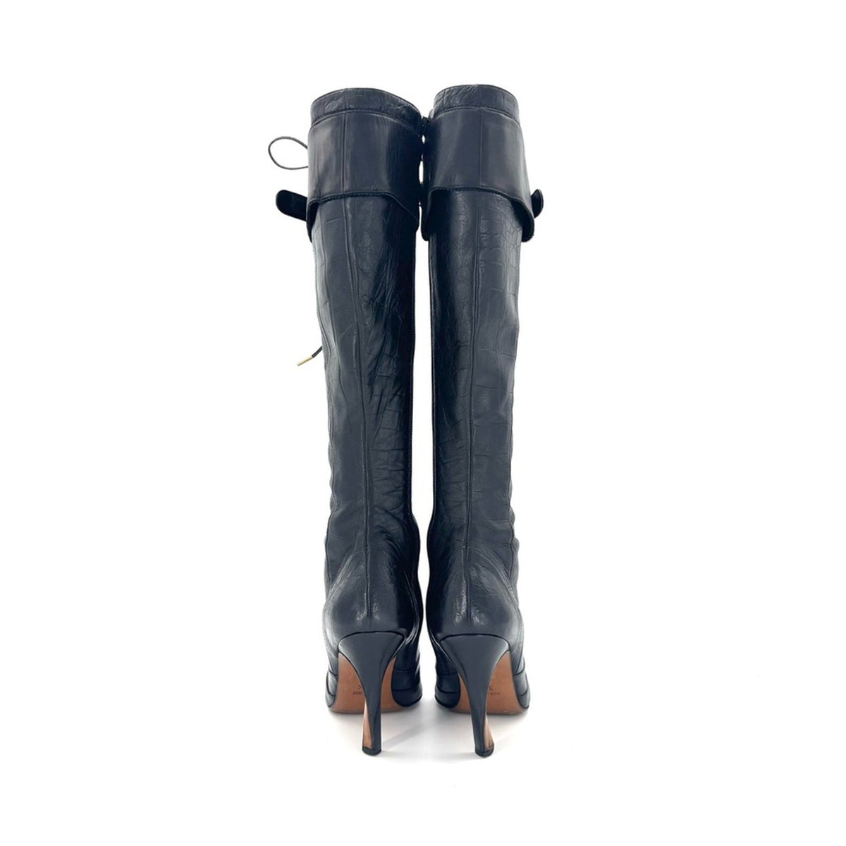 Christian Dior Fall 2000 Croc-Embossed Knee-High Boots