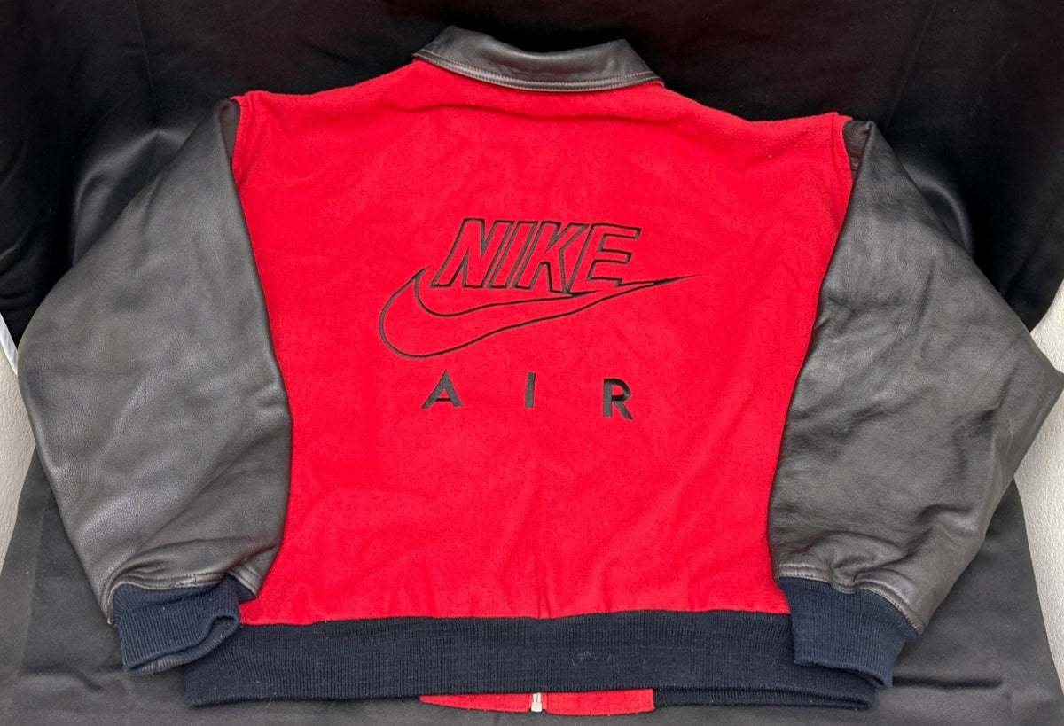Nike Air Varsity Jacket, Red & Black Wool and Leather