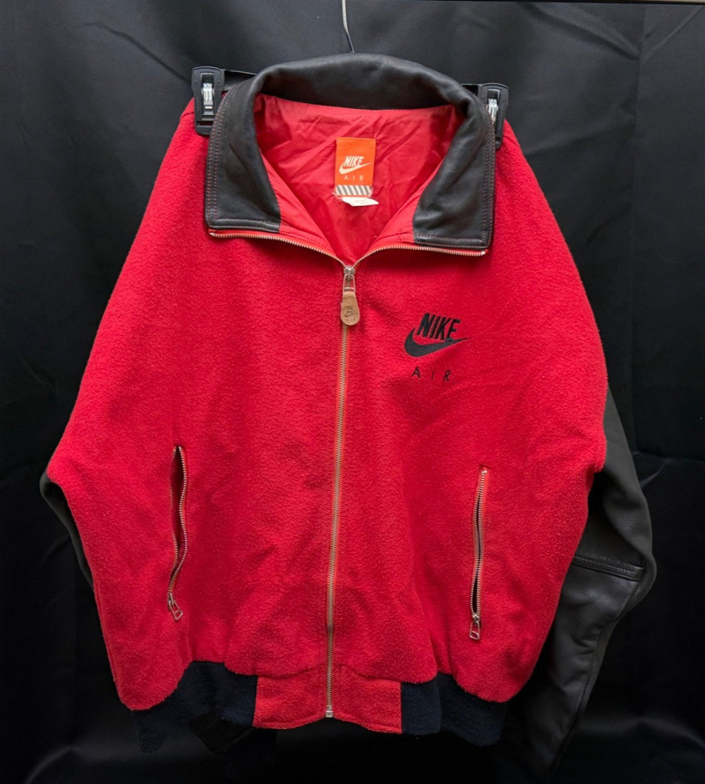 Nike Air Varsity Jacket, Red & Black Wool and Leather