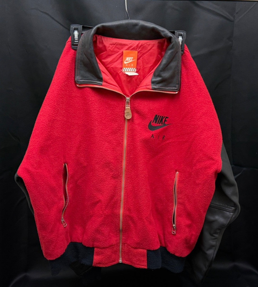 Nike Air Varsity Jacket, Red & Black Wool and Leather