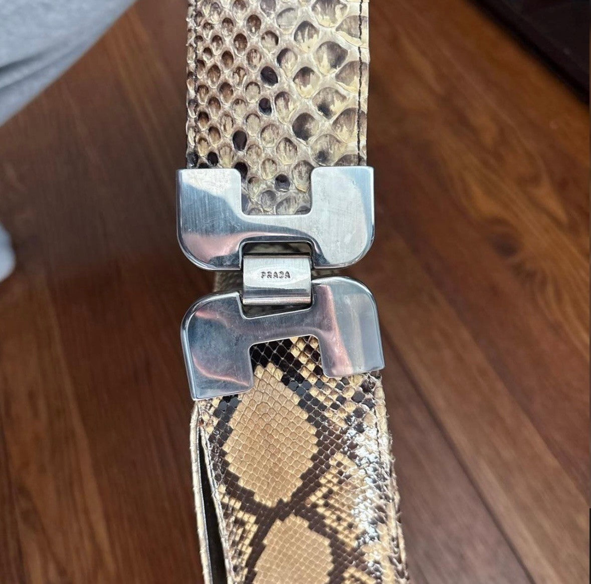 Prada Vintage Tan Brown Real Python Snake Skin Leather Shoulder Bag